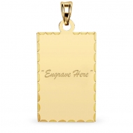 14K Yellow Gold Rectangle with Diamond Cut Pendant