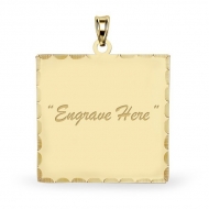 14K Yellow Gold Square with Diamond Cut Pendant