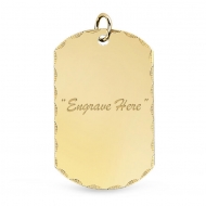 14K Yellow Gold Dog Tag with Diamond Cut Pendant