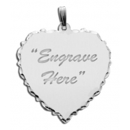 Sterling Silver Scalloped Heart with Diamond Cut Pendant