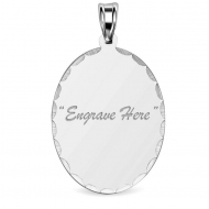 Sterling Silver Oval with Diamond Cut Pendant