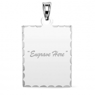 Sterling Silver Petite Rectangle with Diamond Cut Pendant