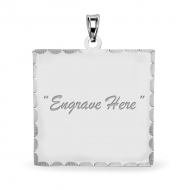 Sterling Silver Square with Diamond Cut Pendant