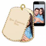 Yellow Gold Dog Tag Swivel Photo Pendant