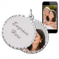 White Gold Round Swivel Photo Pendant