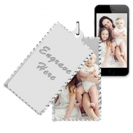 White Gold Rectangle Swivel Photo Pendant