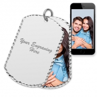 White Gold Dog Tag Swivel Photo Pendant