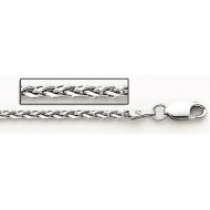 14K White Gold 3 3mm Diamond Cut Espiga Wheat Chain
