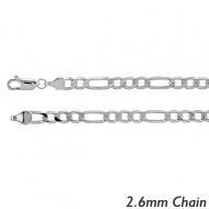 14K White Gold 2 6mm Figaro Link Chain