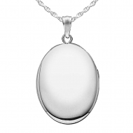 Sterling Silver Oval  Plain   Picture Locket