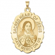 Sacred Heart of Jesus Scalloped Medal   EXCLUSIVE 