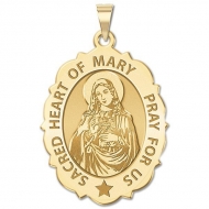Sacred Heart Or Immaculate Heart of Mary Scalloped Medal  EXCLUSIVE 