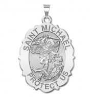 Saint Michael Scalloped OVAL Medal   EXCLUSIVE 