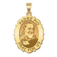 Padre Pio   Scallopped OVAL  EXCLUSIVE 