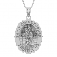 Saint Christopher Scallopped OVAL Medal   EXCLUSIVE 
