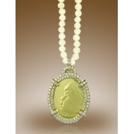 Oval Shaped Framed Pendant w  1 CT  In Diamonds