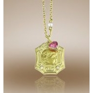 Octagon Shaped Framed Pendant w  Diamonds   Pink Sapphire
