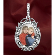 New  14K White Gold Diamond Oval Photo Pendant Picture Charm