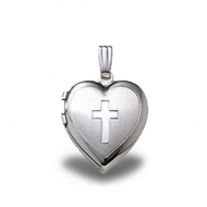 Sterling Silver Heart  Cross  Small Locket