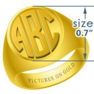 Round Classic Embossed Monogram Ring