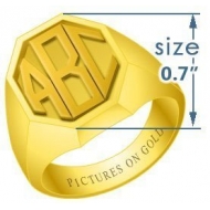 Octagonal Classic Embossed Monogram Ring