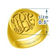 Round Girls s Embossed Monogram Ring