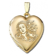 Solid 14K Yellow Gold Venus or Aphrodite  Goddess of Love  Locket