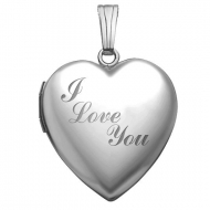 14k White Gold Sweetheart  I Love You   Locket