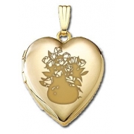 Solid 14K Yellow Gold  Sweetheart  Dozen Roses Locket