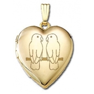 Solid 14K Yellow Gold  Sweetheart  Love Birds Locket