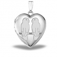 Sterling Silver  Sweetheart  Lovebirds Heart Locket