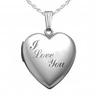 Sterling Silver Sweetheart  I love You  Heart Locket
