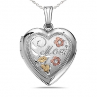Sterling Silver  Mom  Heart Locket