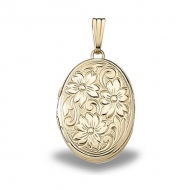 Solid 14K Yellow Gold Floral Locket