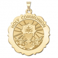 Holy Communion Scalloped Round Medal  EXCLUSIVE 