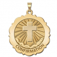 Confirmation  Scalloped Round Medal    Cross  EXCLUSIVE 