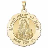 Sacred Heart Or Immaculate Heart of Mary Scalloped Medal  EXCLUSIVE 