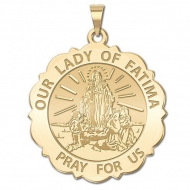 Our Lady of Fatima Scalloped Round Medal   EXCLUSIVE 