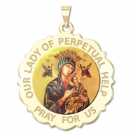 Our Lady of Perpetual Help Scalloped Round Medal  Color EXCLUSIVE 