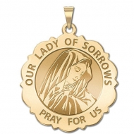 Our Lady of Sorrows Scalloped Round Medal  EXCLUSIVE 