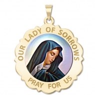 Our Lady of Sorrows Scalloped Round Medal  Color EXCLUSIVE 