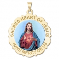 Sacred Heart of Jesus Scalloped Medal  Color EXCLUSIVE 