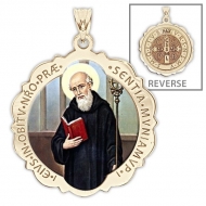 Saint Benedict Scalloped Round Medal  Color EXCLUSIVE 