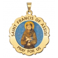 Saint Francis of Assisi Scalloped Medal  Color EXCLUSIVE 