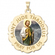 Saint Jude Scalloped Medal   Color EXCLUSIVE 