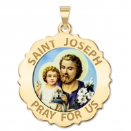Saint Joseph Scalloped Medal  Color EXCLUSIVE 