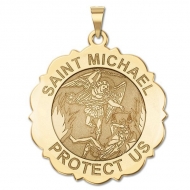 Saint Michael Scalloped Round Medal   EXCLUSIVE 