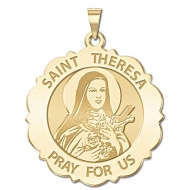 Saint Theresa Scalloped Round Medal  EXCLUSIVE 