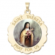 Saint Theresa Scalloped Round Medal  Color EXCLUSIVE 