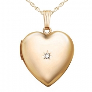 Solid 14k Heart Locket w  Genuine Diamond